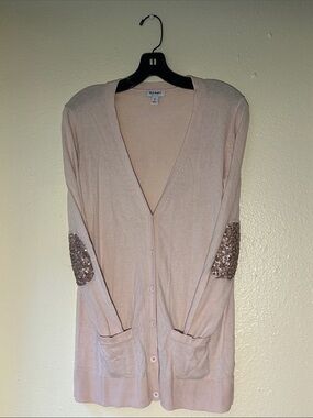 Old Navy Blush Sequin Elbow-Patch Cardigan